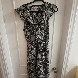 Max Studio Black and White Ruffle Wrap Maxi Dress - Size Large